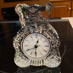 Waterford Crystal teddy bear clock 6” x 4.5” x 2”